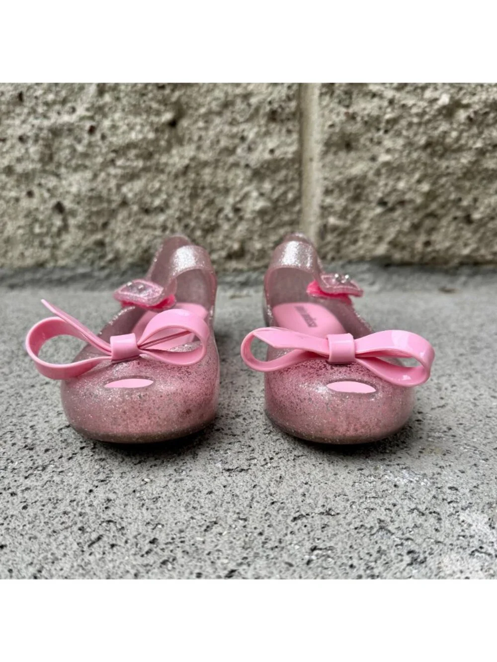 MINI MELISSA Ultragirl Bow Pink Glitter Jelly Flats Girls 12 Mary Jane Shoes - Picture 10 of 10